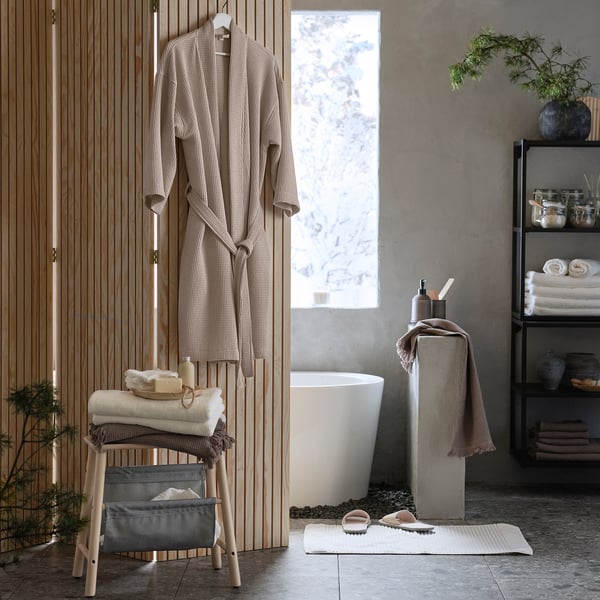 BJÄLVEN bath robe, beige, L/XL