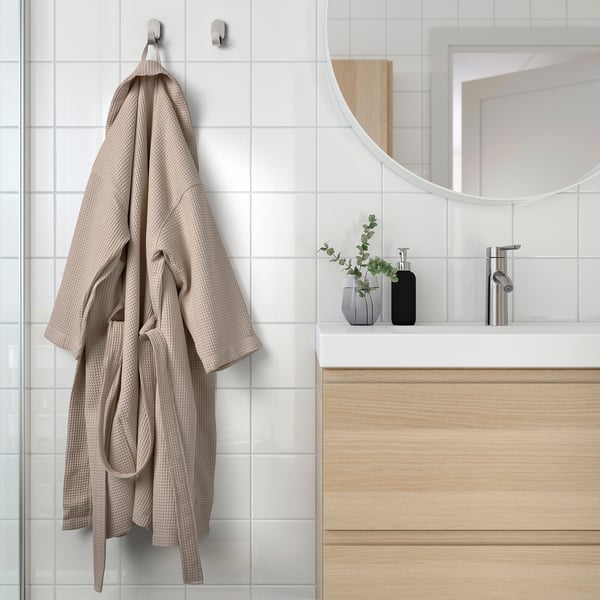 BJÄLVEN - Bath robe, beige, L/XL