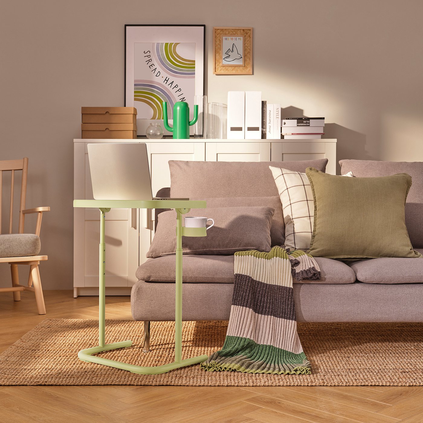 BJÖRKÅSEN laptop stand, yellow-green, 46x65x35 cm