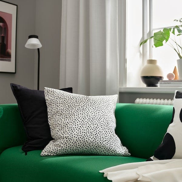 BJÖRKGRÅMAL - Cushion cover, white/black, 50x50 cm