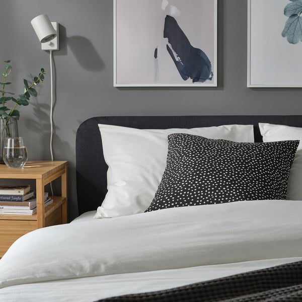 BJÖRKGRÅMAL - BJÖRKGRÅMAL Cushion cover, black/white, 50x50 cm