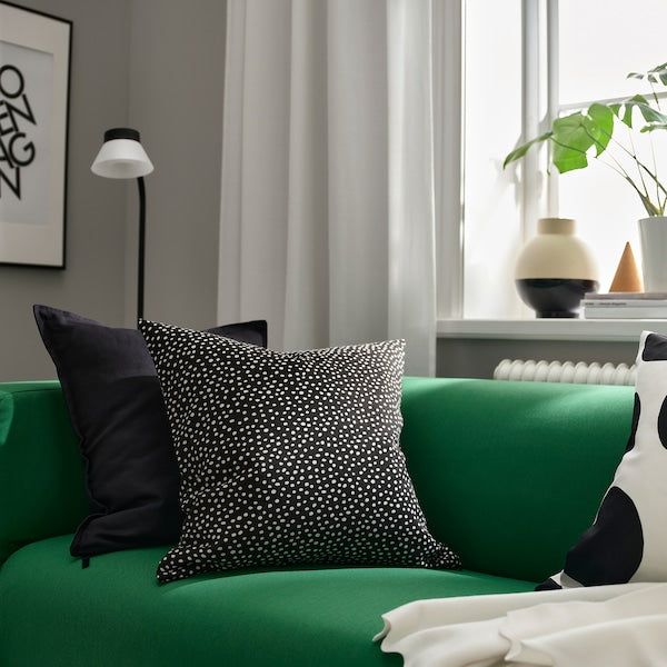 BJÖRKGRÅMAL - Cushion cover, black/white, 50x50 cm