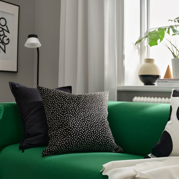 BJÖRKGRÅMAL - BJÖRKGRÅMAL Cushion cover, black/white, 50x50 cm