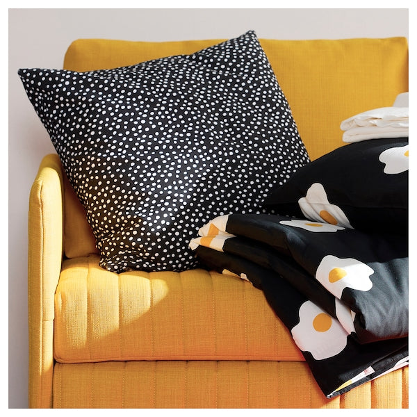 BJÖRKGRÅMAL - Cushion cover, black/white, 50x50 cm