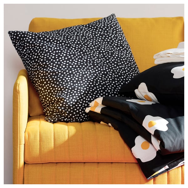 BJÖRKGRÅMAL - BJÖRKGRÅMAL Cushion cover, black/white, 50x50 cm