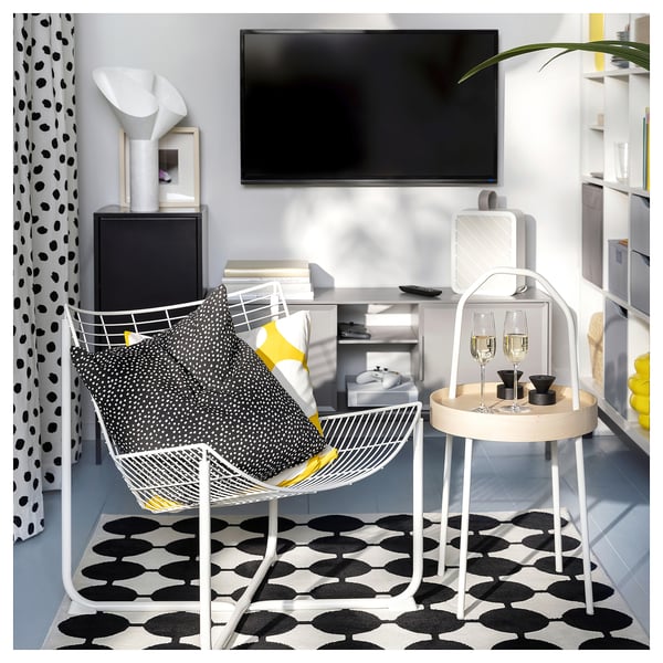BJÖRKGRÅMAL - BJÖRKGRÅMAL Cushion cover, black/white, 50x50 cm