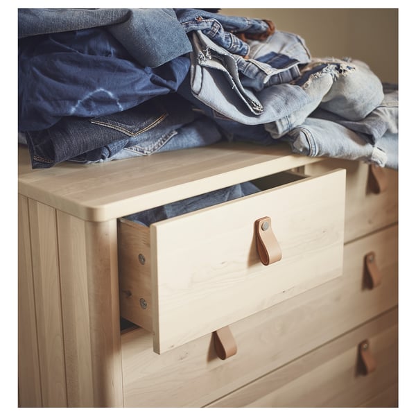 BJÖRKSNÄS chest of 5 drawers, birch, 90x47x90 cm