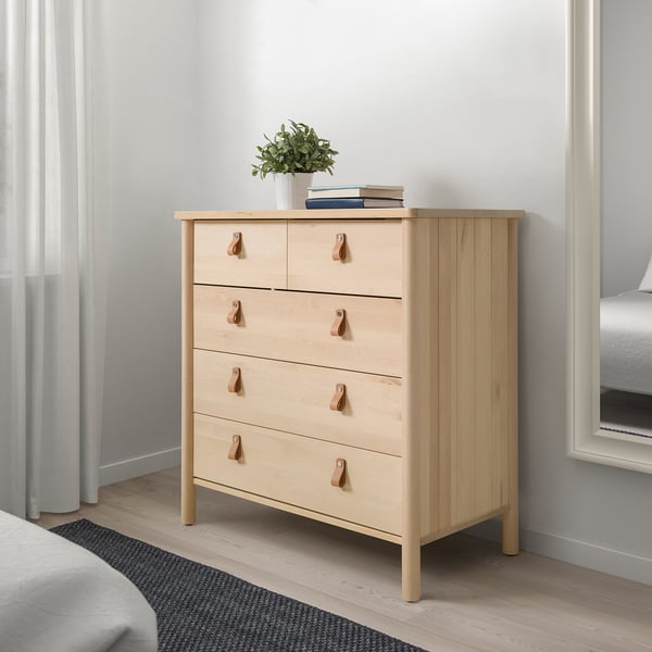 BJÖRKSNÄS chest of 5 drawers, birch, 90x47x90 cm
