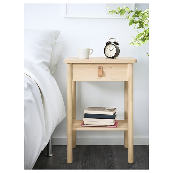 BJÖRKSNÄS bedside table, birch, 48x38 cm