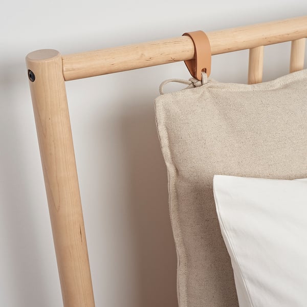 BJÖRKSNÄS bed frame, birch/birch veneer/Leirsund, 140x200 cm