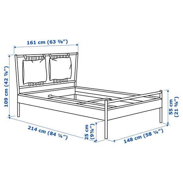 BJÖRKSNÄS - Bed frame, birch/ birch veneer/Lindbåden, 140x200 cm