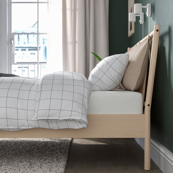 BJÖRKSNÄS - Bed frame, birch/ birch veneer/Lindbåden, 140x200 cm