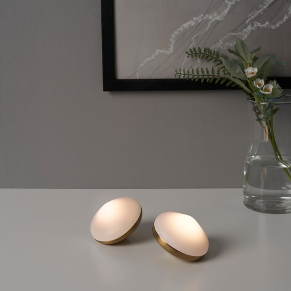 BJÖRKSPIREA - LED decoration lighting, brass-colour diamond-shaped, 2 pack