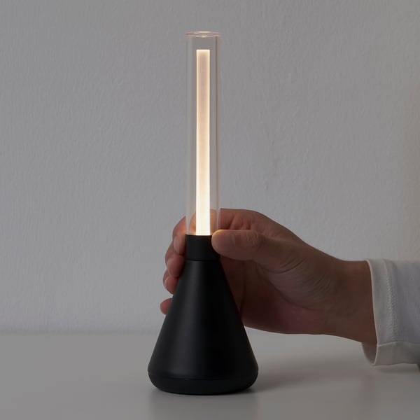 BJÖRKSPIREA - LED decoration lighting, black tube-shaped