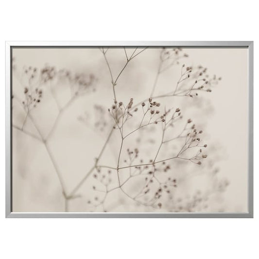 Ikea BJÖRKSTA - Picture with frame, flowers-close up/aluminium-colour, 140x100 cm