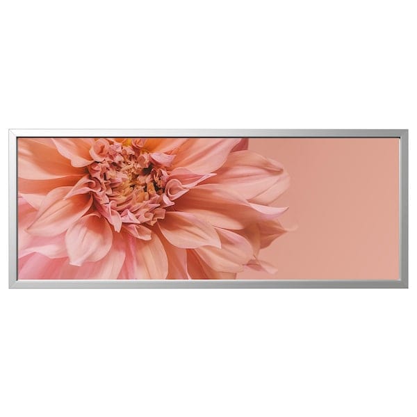 Ikea BJÖRKSTA - Picture with frame, flowers-in pink/aluminium-colour, 140x56 cm