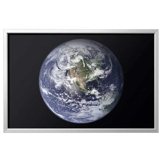 Ikea BJÖRKSTA - Picture with frame, the planet Earth/aluminium-colour, 118x78 cm