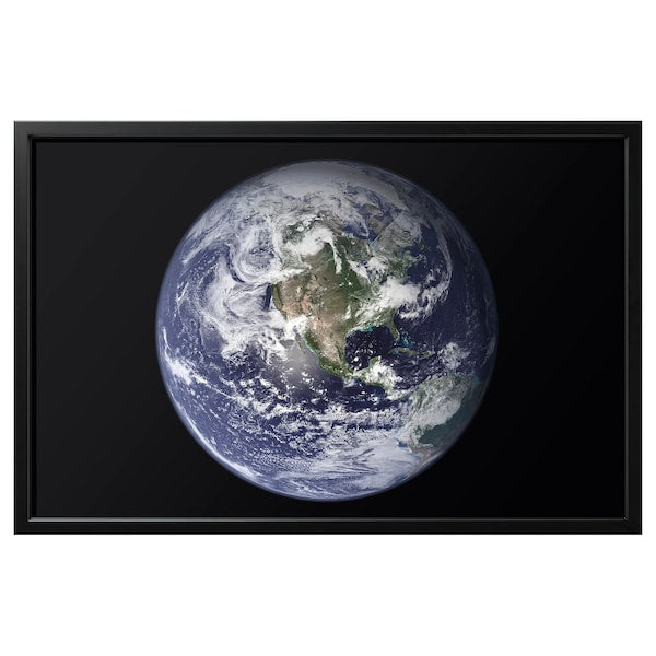 BJÖRKSTA - Picture with frame, the planet Earth/black, 118x78 cm