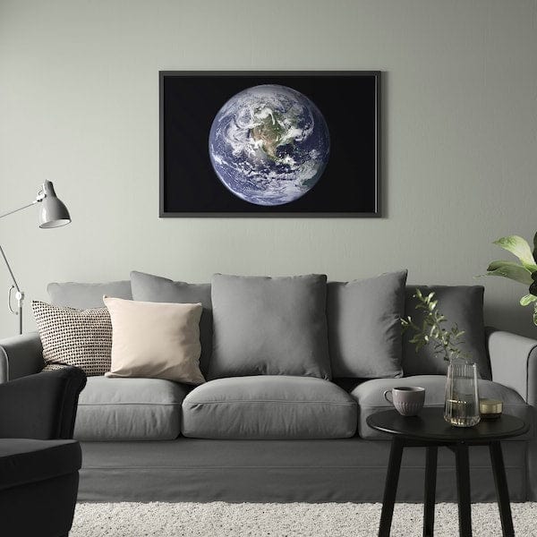 Ikea BJÖRKSTA - Picture with frame, the planet Earth/black, 118x78 cm