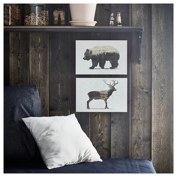 BJÖRNAMO - BJÖRNAMO Picture, set of 2, Wild animals II, 30x20 cm