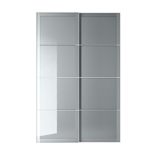 BJÖRNÖYA - BJÖRNÖYA Pair of sliding doors, grey tinted effect, 150x236 cm