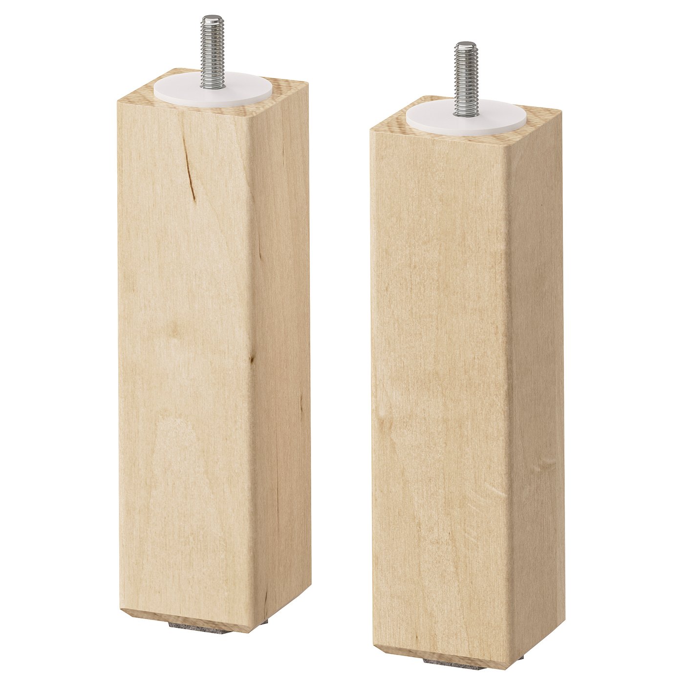 BJURVALLA leg, birch, 17 cm, 2 pack