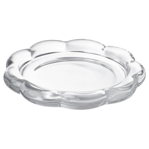 BLADFÅGEL candle dish, clear glass, 11 cm