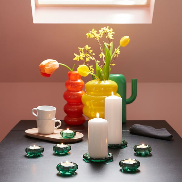 BLADFÅGEL - BLADFÅGEL Tealight holder, green, 3 cm