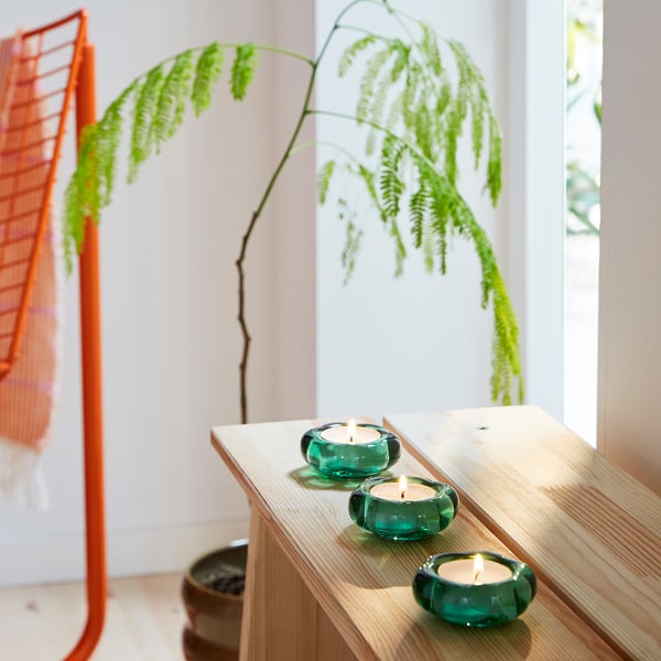 BLADFÅGEL - BLADFÅGEL Tealight holder, green, 3 cm