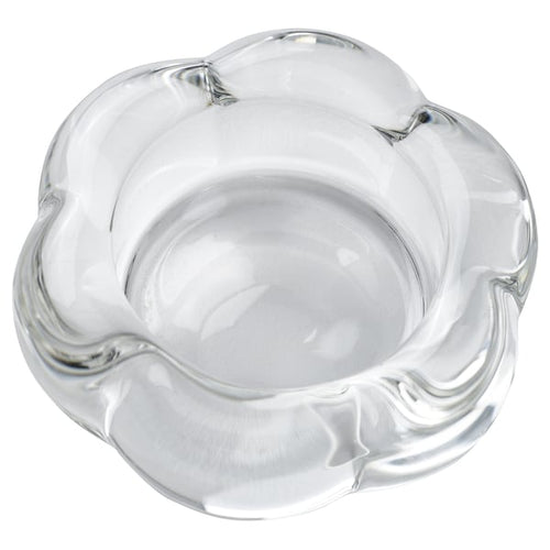 BLADFÅGEL tealight holder, clear glass, 3 cm