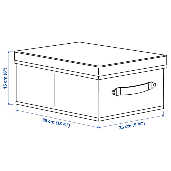 BLÄDDRARE - BLÄDDRARE Box with lid, grey/patterned, 25x35x15 cm