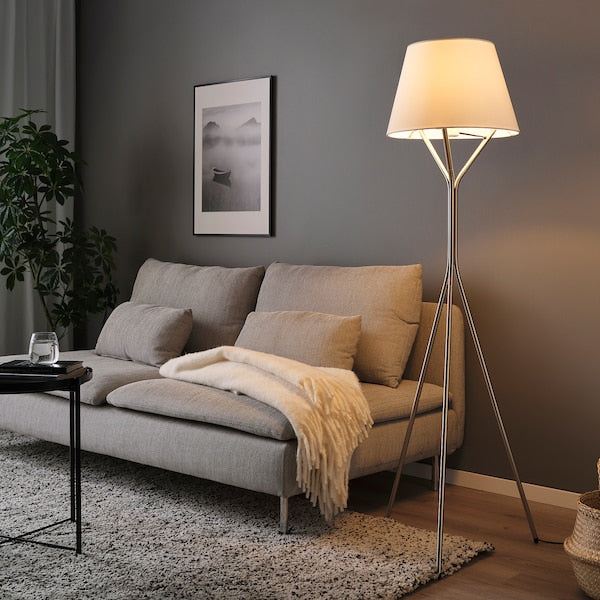 BLÄNKFYR - Floor lamp, nickel-plated