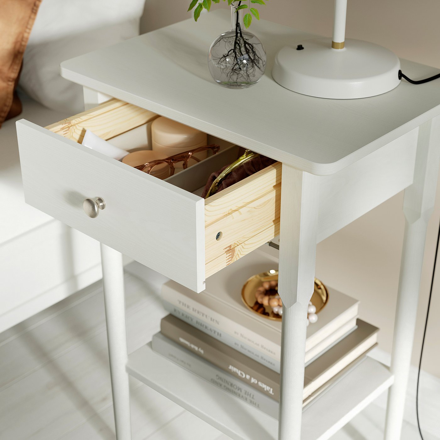 BLÄSTÅSEN bedside table, white, 50x37x76 cm