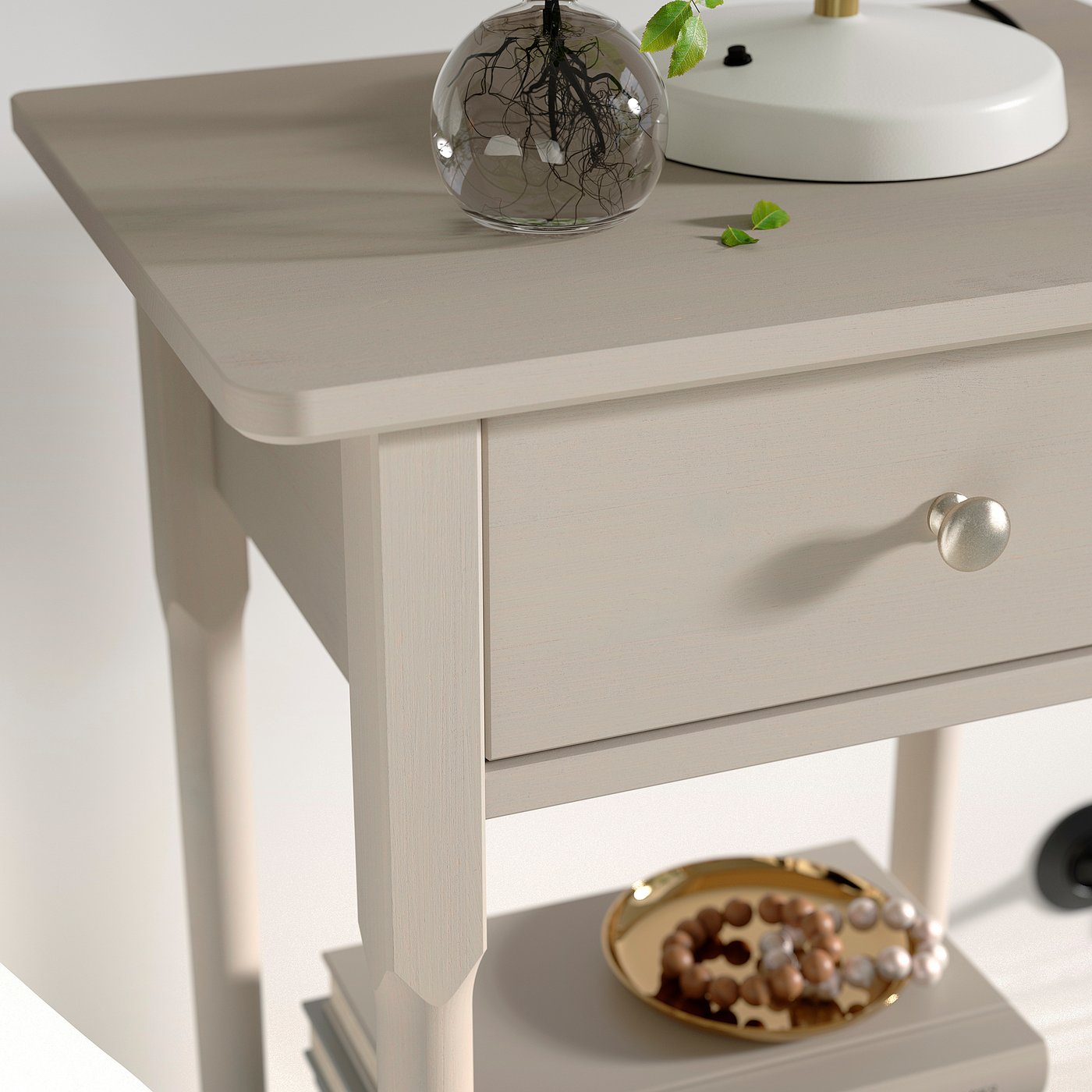 BLÄSTÅSEN bedside table, grey-beige, 29x10x27 cm