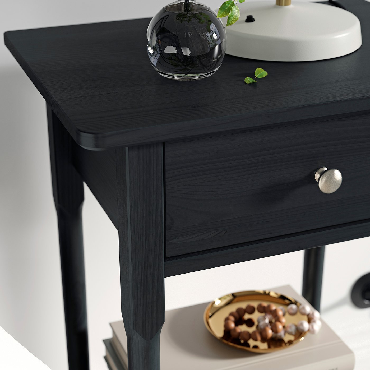 BLÄSTÅSEN bedside table, black, 50x37x76 cm