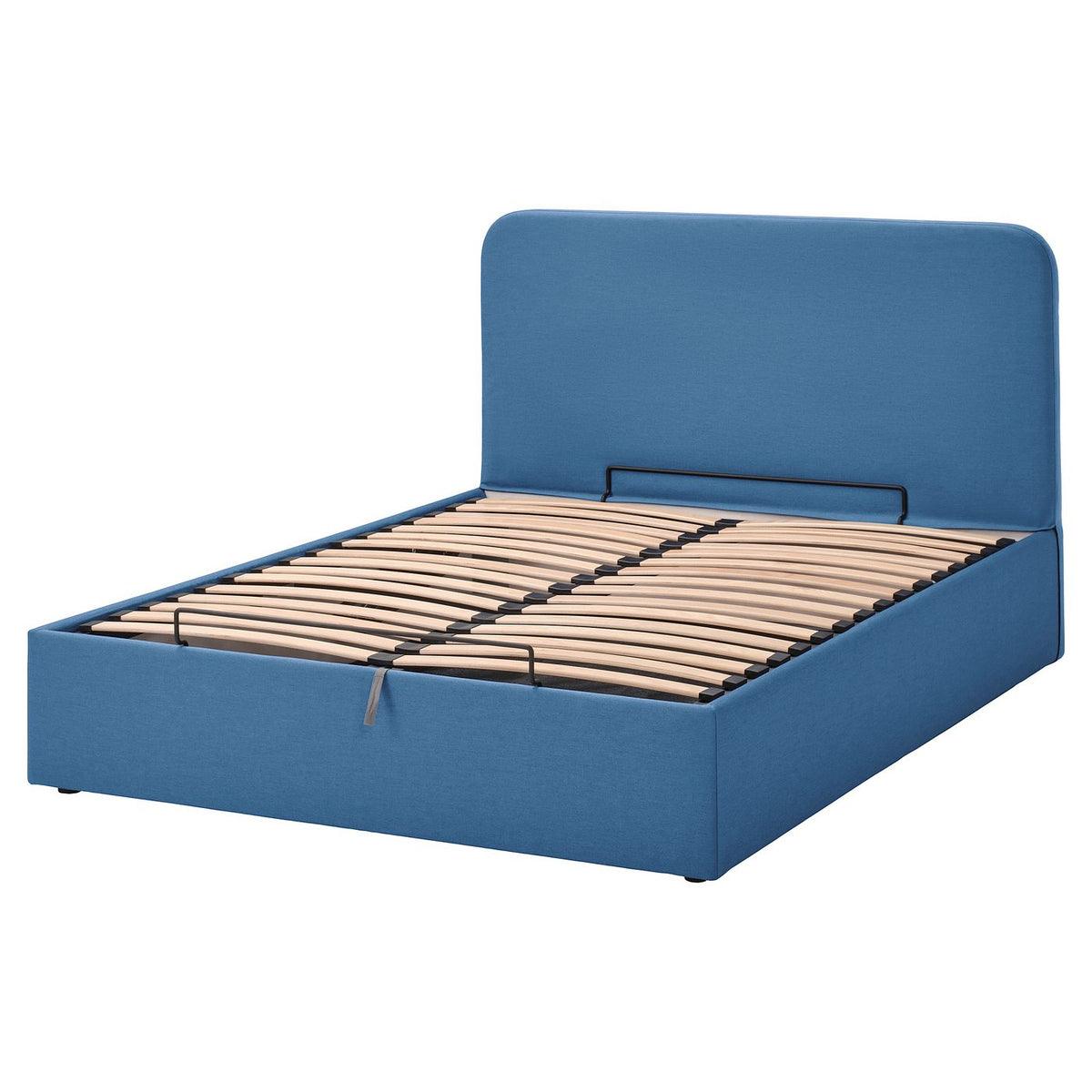 BLÅFJÄLLET frame set for ottoman divan bed, incl headboard, legs and cover Vissle/blue, 160x200 cm