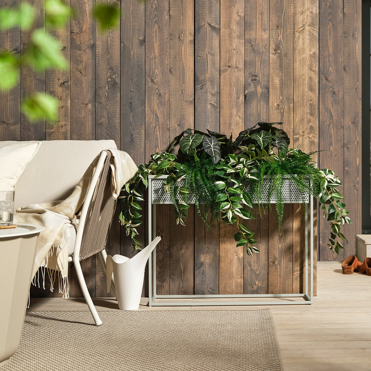 BLÅKRÅKA plant stand, in/outdoor/light grey-beige, 59 cm