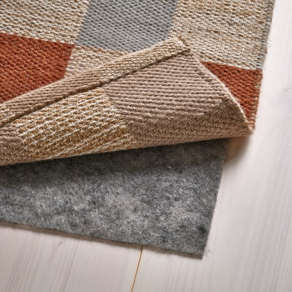 BLÅLJUS rug, flatweave, handwoven natural/grey/brown plaid, 170x240 cm