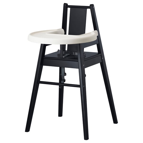 BLÅMES highchair with tray, black, 30x93x53 cm
