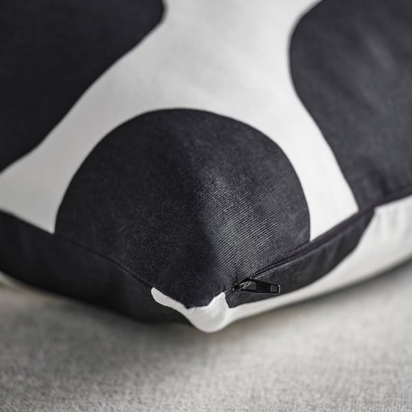 BLÅMUNKAR cushion cover, white/black/dot pattern, 50x50 cm