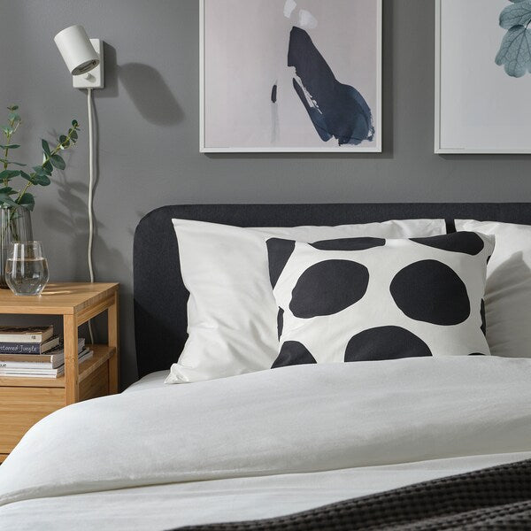 BLÅMUNKAR - Cushion cover, white/black/dot pattern, 50x50 cm