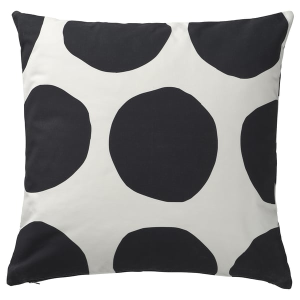 BLÅMUNKAR - BLÅMUNKAR Cushion cover, white/black/dot pattern, 50x50 cm