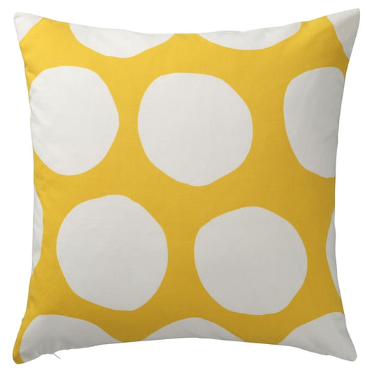 BLÅMUNKAR - Cushion cover, yellow/white/dot pattern, 50x50 cm