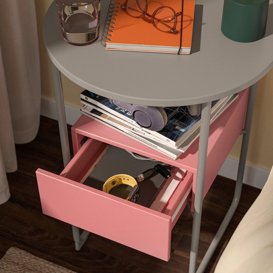 BLANKHÄLLAN bedside table, beige/pink