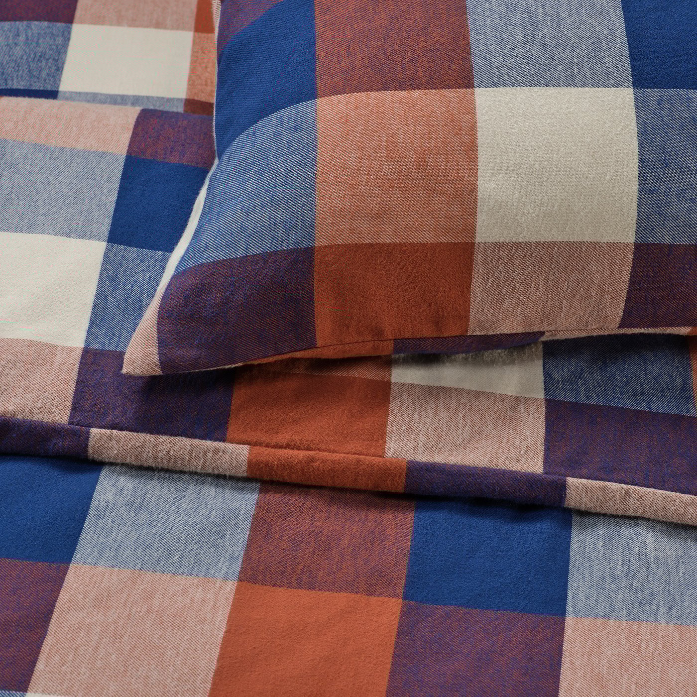 BLÅSENAP duvet cover and 2 pillowcases, multicolour/check, 240x220/50x80 cm