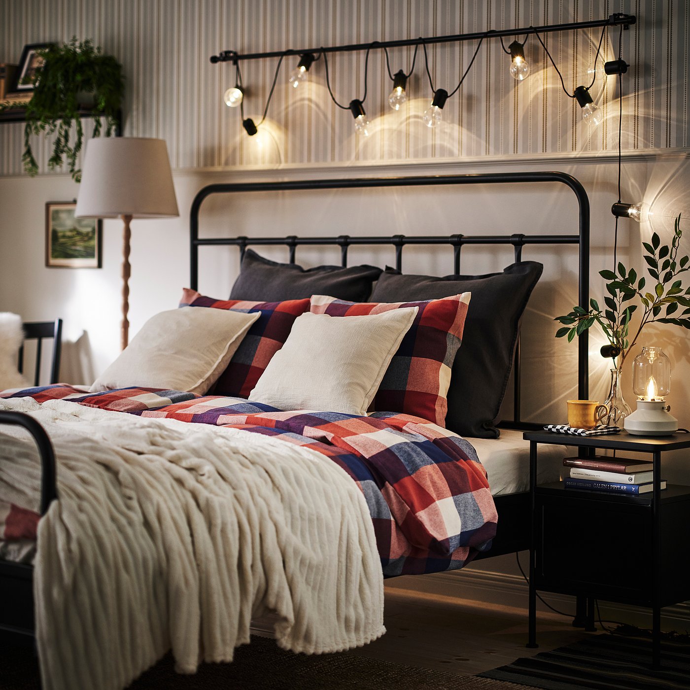 BLÅSENAP duvet cover and 2 pillowcases, multicolour/check, 240x220/50x80 cm