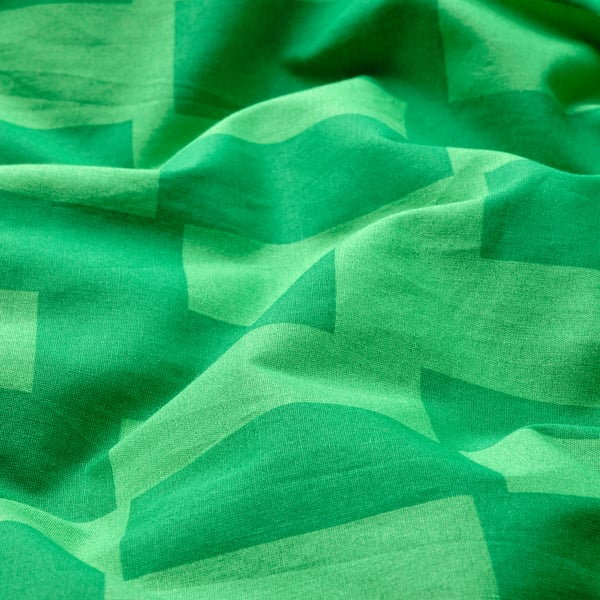 BLÅSKATA duvet cover and pillowcase, green/patterned, 150x200/50x80 cm