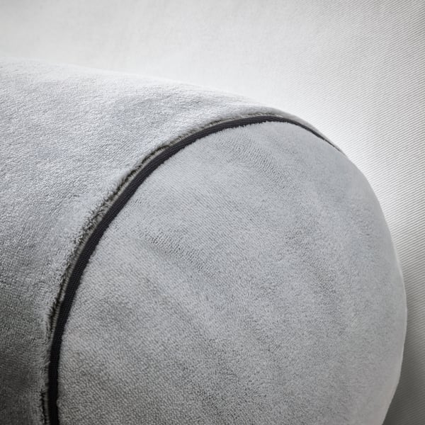 BLÅSKATA cushion, cylinder shaped/light grey, 80 cm