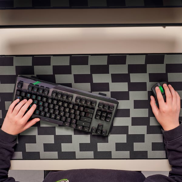 BLÅSKATA gaming mouse pad, black/grey patterned, 40x80 cm