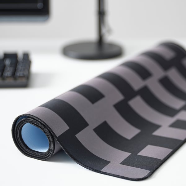 BLÅSKATA gaming mouse pad, black/grey patterned, 40x80 cm